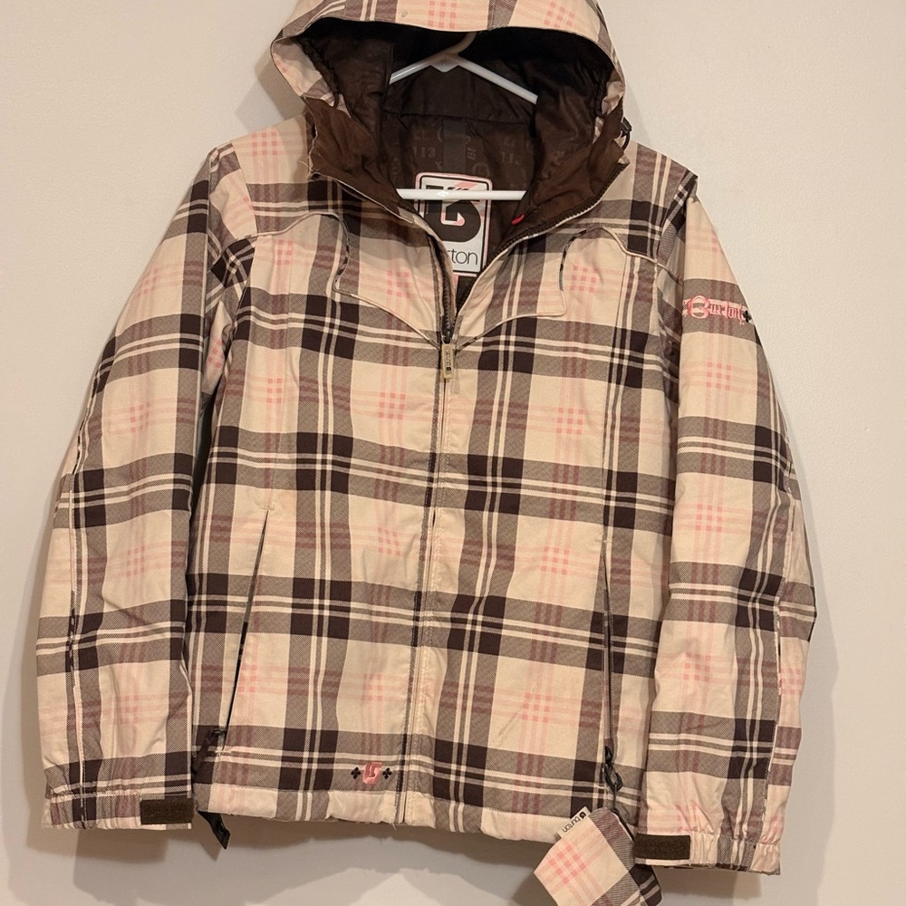 Burton Vintage Plaid Snowboard Jacket - Brown and Pink